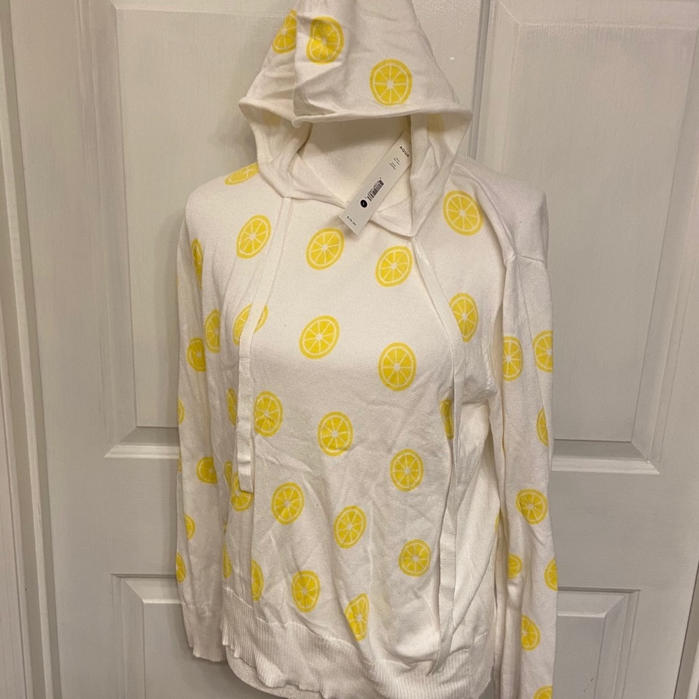 Aqua Lemon Print Hooded Sweater L.     59